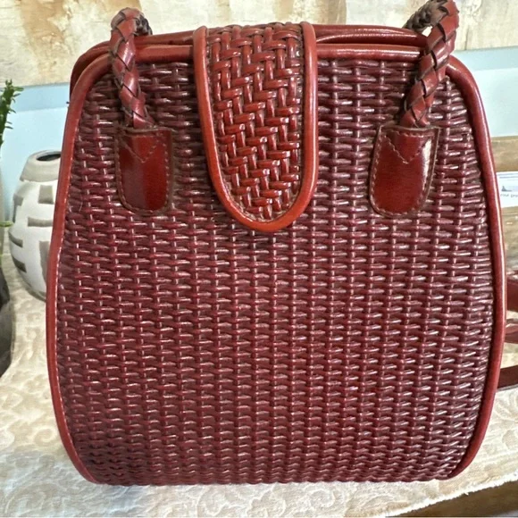 Vintage 1980s Warren Reed Oxblood Woven Leather Saddle Bag Structured - Picture 10 of 15